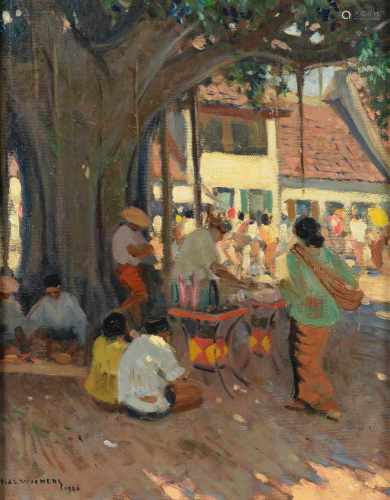 Hal Wichers (1893-1968) 'Food sellers under the old banyan tree', signed and dated 1946 l.l.,