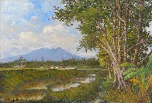 Raden Mas Pirngadie (1875-1936) 'Indonesian landscape', signed and dated 1921 l.l., canvas. 55 x