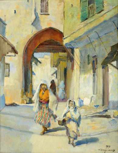 Willem Dooijewaard (1892-1980) 'Street view in the Kasbah of Tanger', signed and dated 1949 l.r.,