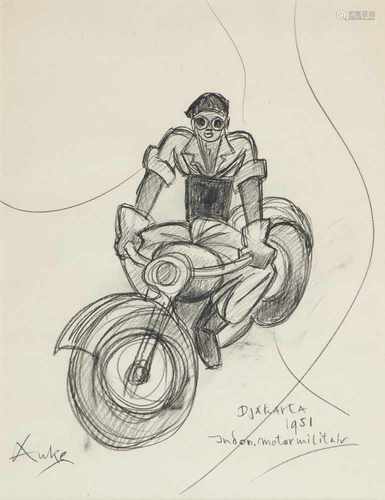 Auke Cornelis Sonnega (1910-1963) 'Indonesian motor militant', signed l.l., titled and dated