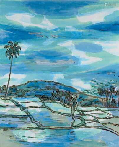 Arie Smit (1916-2016) 'Balinese landscape', signed and dated 1980 l.r., canvas. 100 x 81 cm.