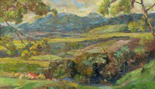 Ernest Dezentjé (1885-1972) 'Indonesian landscape', signed and dated '49 l.r., canvas. 63 x 106 cm.