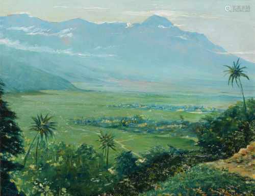 Harm Henrick Kamerlingh Onnes (1893-1985) Attributed to, 'Indonesian valley', indistinctly signed