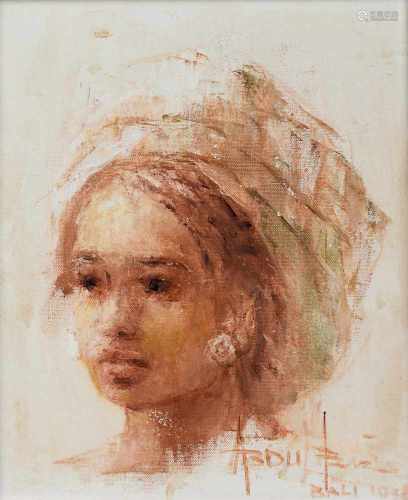 Abdul Aziz (1928-2002) 'Balinese girl', signed and dated 'Bali 1978' l.r., canvas. 37 x 31 cm.