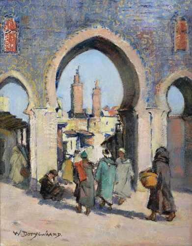 Willem Dooijewaard (1892-1980) 'The gates of Fez', signed l.l., panel. 25 x 20 cm.