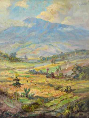 S. Djupriany (1929-) 'View on Gunung Gede Pangrango, seen from Megamendung (Bogor)', signed and