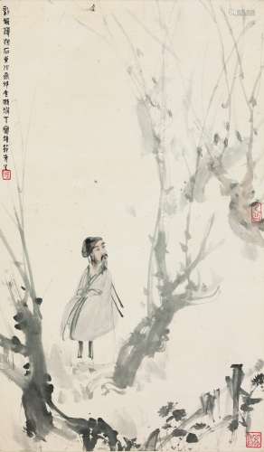 傅抱石（1904～1965） 陶渊明诗意 镜片 设色纸本