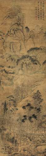 华嵒（1682～1756） 空翠溪藤图 立轴 设色绢本