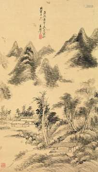 毛际可（1633～1708） 西山茅屋图 立轴 水墨纸本