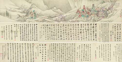 顾洛（1763～约1837） 冬猎图 手卷 设色纸本