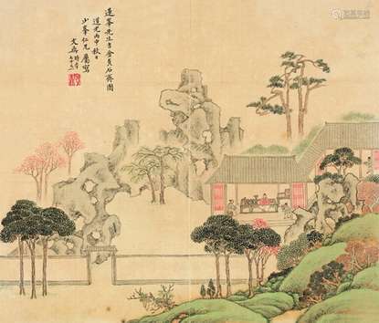 文鼎（1766～1852） 吉金贞石齐图 镜片 设色绢本