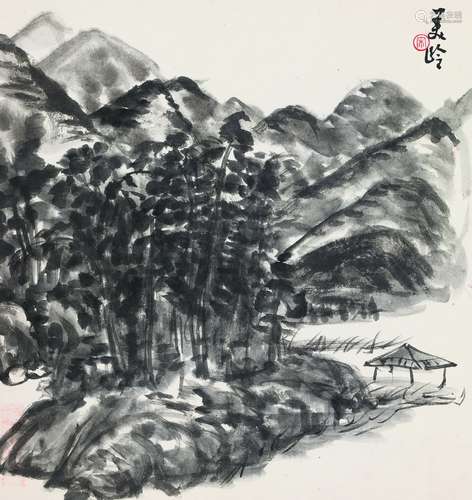 宋美龄山水画 立轴 水墨纸本