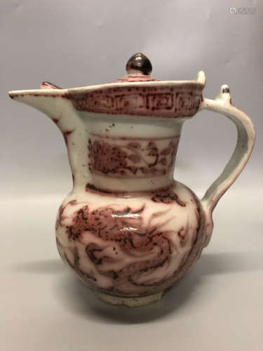 13 CENTURY, A UNDERGLAZED RED TEAPOT, YUAN DYNASTY