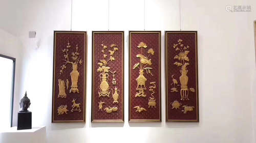 20TH CENTURY, A SET OF FOUR-SEASON DESIGN WOOD SCREENS, THE REPUBLIC OF CHINA