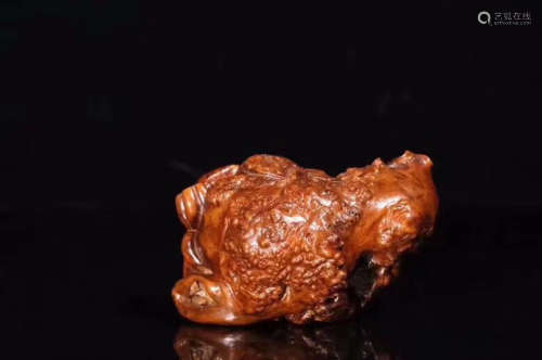 19TH CENTURY, A BOXWOOD BURL WATER DROP, LATE QING DYNASTY