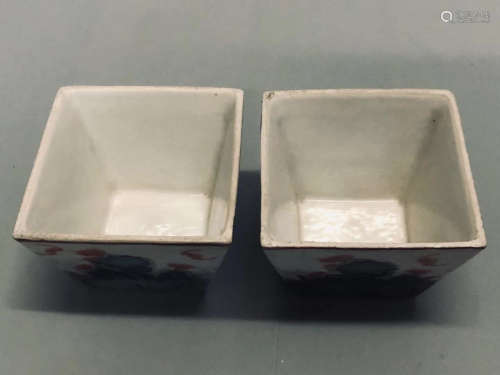17TH-19TH CENTURY, A PAIR OF FIVE COLOR WASHER POT, QING DYNASTY