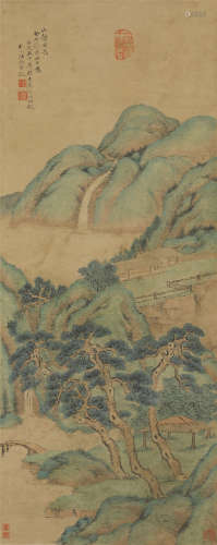 1913年作 汪洛年(1870-1925) 山静日长 纸本设色 立轴
