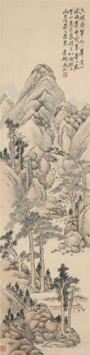 吴待秋（1878-1949） 风雨萧寺图 纸本设色 立轴