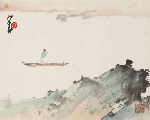 赵少昂（1905-1998） 泛舟图 纸本设色 镜心