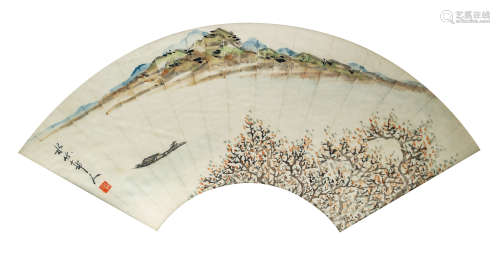 徐世昌（1855-1939） 山水 纸本设色 镜框
