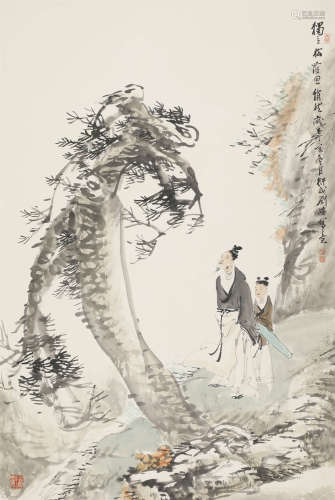 刘皓（1959-2017） 山水人物 纸本设色 镜心