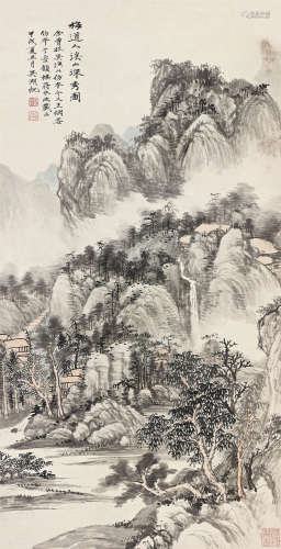 吴湖帆（1894～1968） 1934年作 仿溪山深秀图 立轴 设色纸本