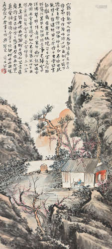 姚华（1876～1930） 1928年作 祭昼作画 立轴 设色纸本