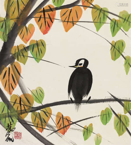 林风眠（1900～1991） 红叶小鸟 镜心 设色纸本