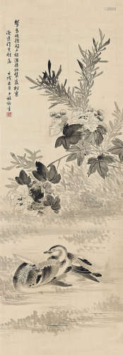 林纾（1852～1924） 1922年作 秋水鸳鸯 立轴 水墨绢本