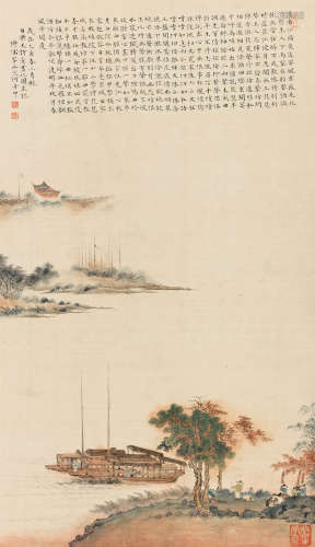 溥儒（1896～1963） 1945年作 浔阳春色图 立轴 设色绢本