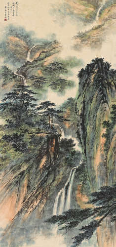 秦仲文（1896～1974） 高山流水 立轴 设色纸本