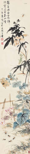 王雪涛（1903～1982） 1947年作 秋艳虫鸣 立轴 设色纸本