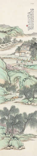 顾颐（1882～1941） 桃花源记 立轴 设色纸本
