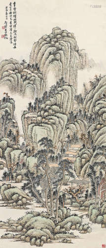 吴徵（1878～1949） 1928年作 沧浪层峦 立轴 设色纸本