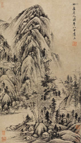 王时敏（1592～1680） 1674年作 泉树山堂 立轴 水墨纸本