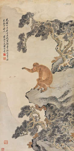 黄山寿（1855～1919） 1907年作 云顶封侯 立轴 设色纸本