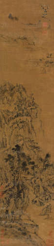 朱耷（1626～1705）（传） 溪山云霭 立轴 水墨绫本