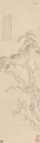 钱杜（1764～1845） 1845年作 岁寒三友图 立轴 水墨纸本