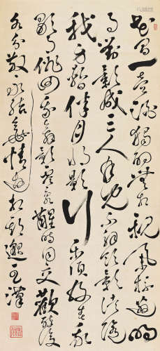 冯国璋（1859～1919） 草书《月下独酌》 立轴 水墨纸本