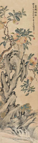 陆恢（1851～1920） 蓉园瑞兽 立轴 设色纸本