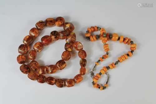 A Set of Natural Part-Amber Beads