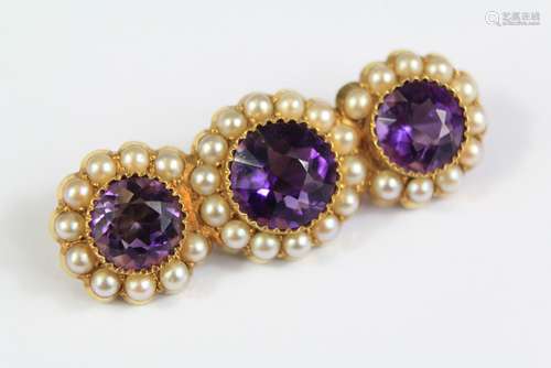 An Antique 18ct Yellow Gold Amethyst Brooch/Pendant