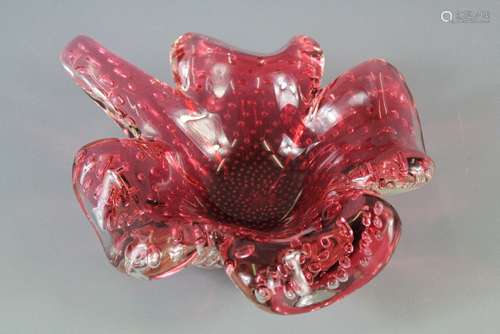 A Mid-20th Century Murano Bullicante Folded Bowl