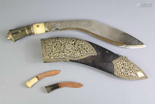 A Vintage White Metal Kukri