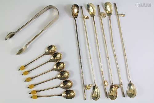 A Set of Japanese Sakai Silver Iced Tea Straw Spoons