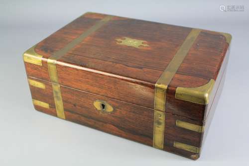 A Rosewood Brass-Mounted Writing Box