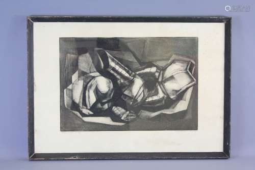 Francis Kelly American (1927-2012), a Black and White Lithograph