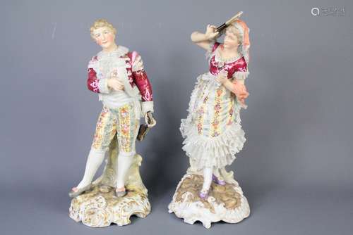 A Pair of Volkstedt Porcelain Figurines