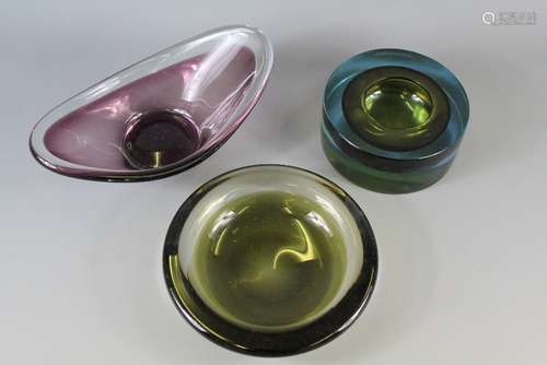 Three Italian Mid-20th Century Art Glass Bowls