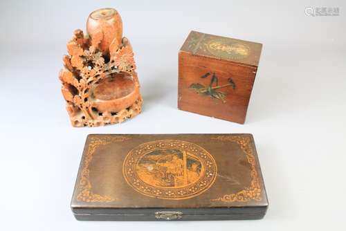 An Antique Wooden Tea Caddy